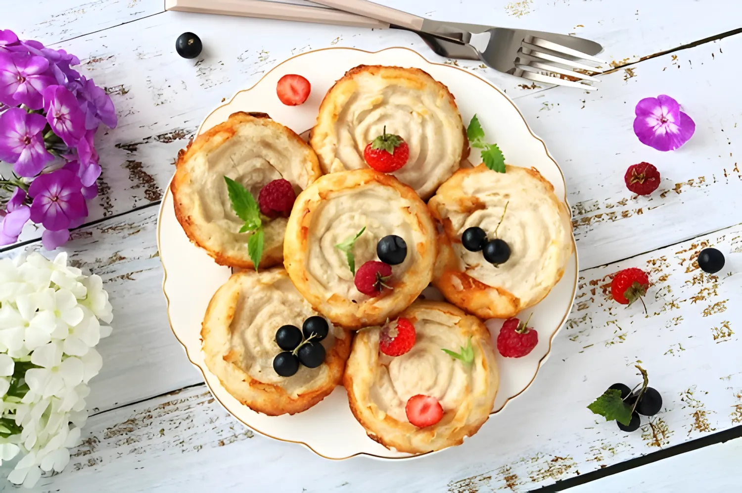 Cheesecake con panna acida e frutti di bosco, cotti al forno