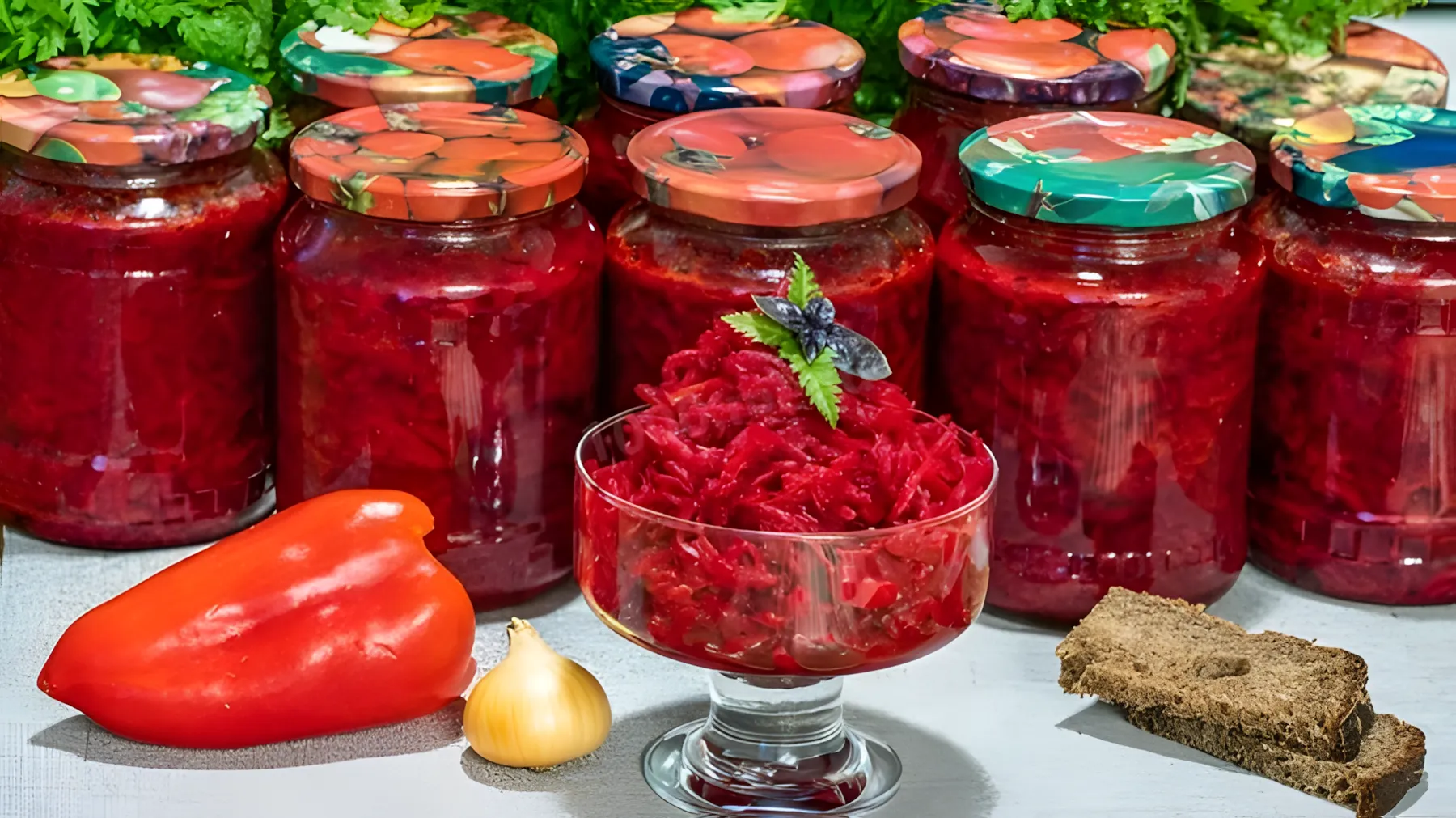 Condimento per il borscht di barbabietola rossa per l'inverno. Barbabietola in barattolo