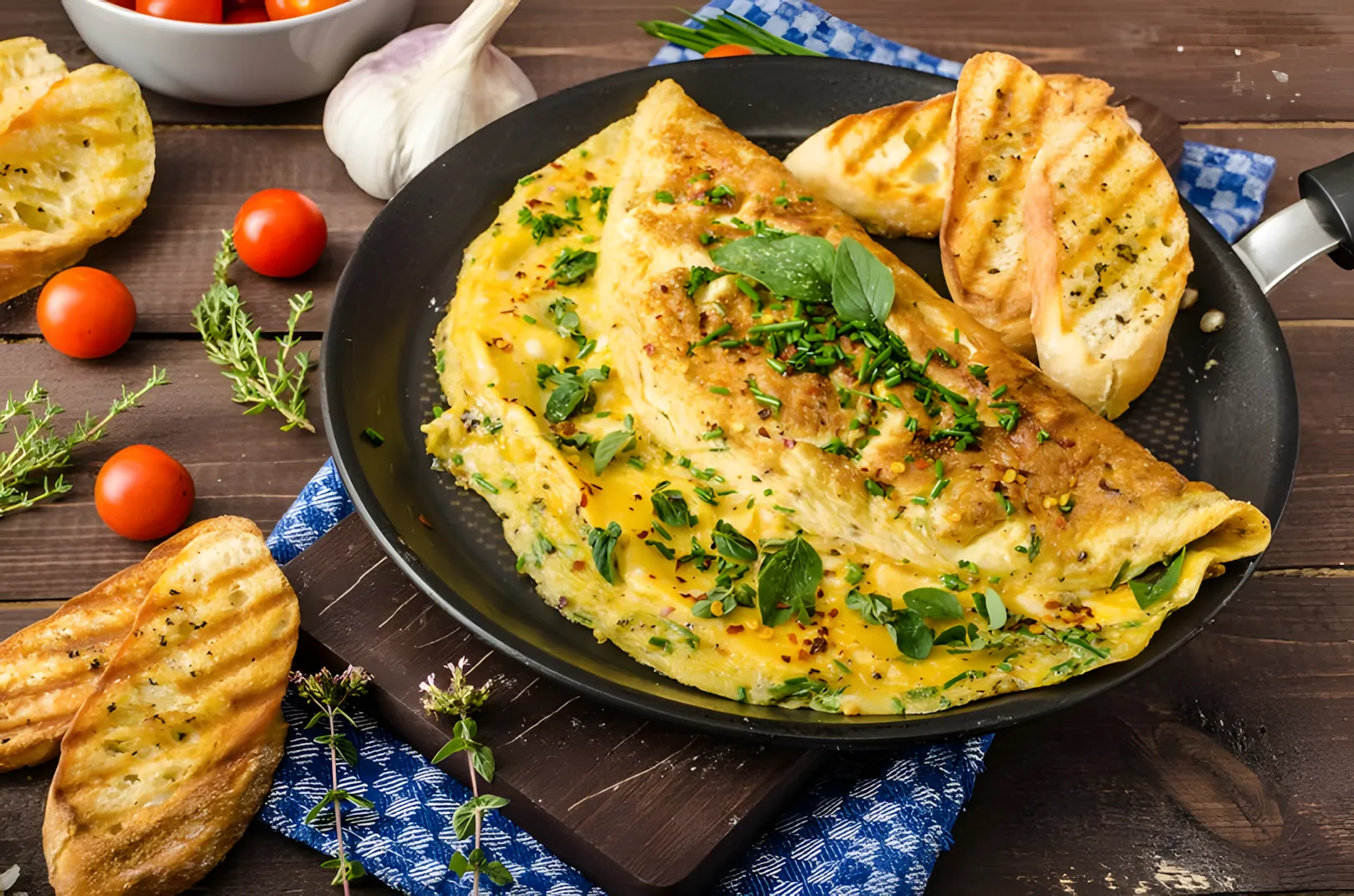 Omelette francese con formaggio cagliato