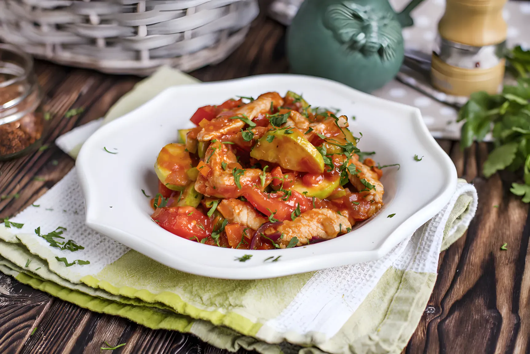 Ricetta della caccia al tacchino brasato con zucchine, carote e pomodori