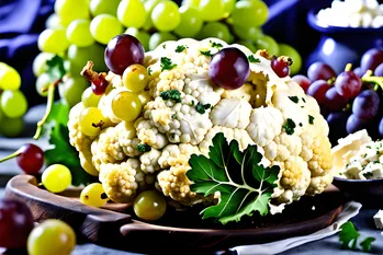 Il cavolfiore intero al forno con uva e feta è un piatto delizioso e nutriente.