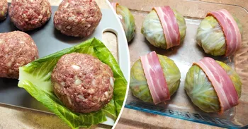 Polpette di cavolo con carne al forno